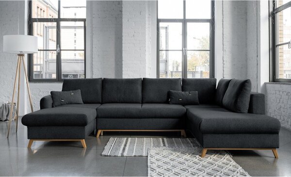 Divano letto a U grigio scuro, angolo destro Scandic Lagom - Miuform