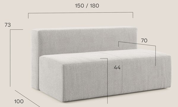 Nettuno modulo centrale maxi in morbido tessuto bouclè T07 azzurro