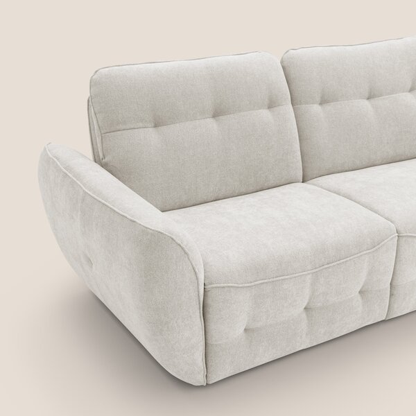 Cerbero divano angolare con pouf mobile in morbido bouclé impermeabile