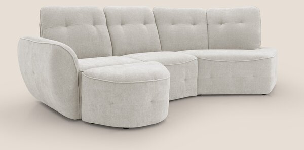 Cerbero divano angolare con pouf mobile in morbido bouclé impermeabile