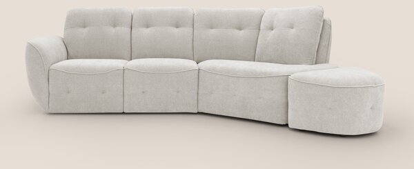 Cerbero divano angolare con pouf mobile in morbido bouclé impermeabile