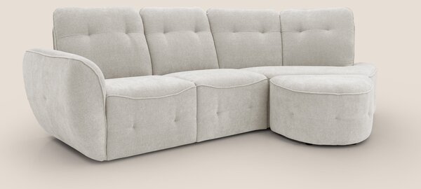 Cerbero divano angolare con pouf mobile in morbido bouclé impermeabile