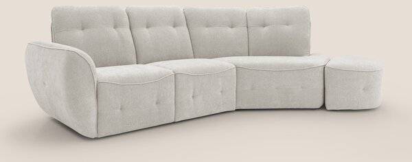 Cerbero divano angolare con pouf mobile in morbido bouclé impermeabile