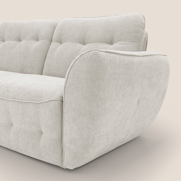 Cerbero divano angolare con pouf mobile in morbido bouclé impermeabile