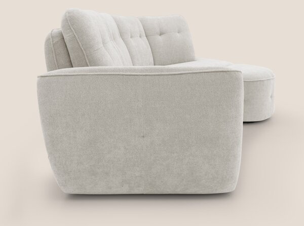Cerbero divano angolare con pouf mobile in morbido bouclé impermeabile