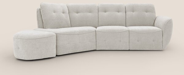 Cerbero divano angolare con pouf mobile in morbido bouclé impermeabile