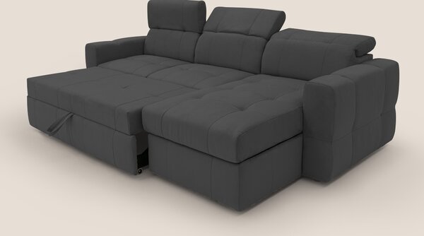 Kronos Divano angolare con pouf estraibile e penisola contenitore in m