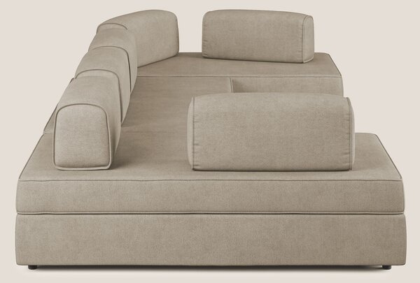 Liberty divano panoramico con pouf estraibile e schienali movibili in