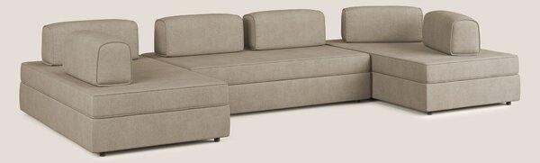 Liberty divano panoramico con pouf estraibile e schienali movibili in