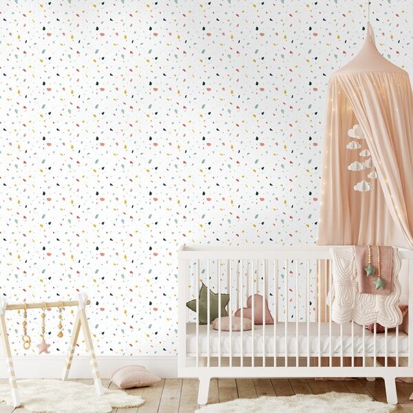 Carta da parati – Pois colorati su sfondo bianco