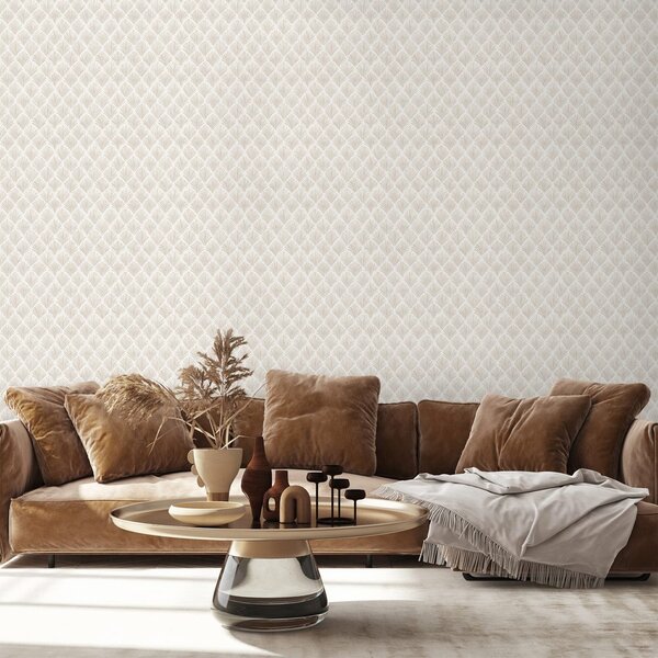 Carta da parati – Motivi geometrici beige chiaro
