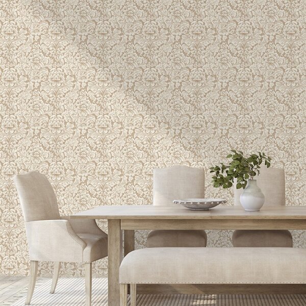 Carta da parati – Motivo ornamentale vintage beige