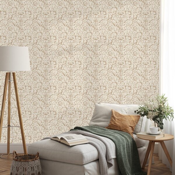 Carta da parati – Motivo ornamentale vintage beige