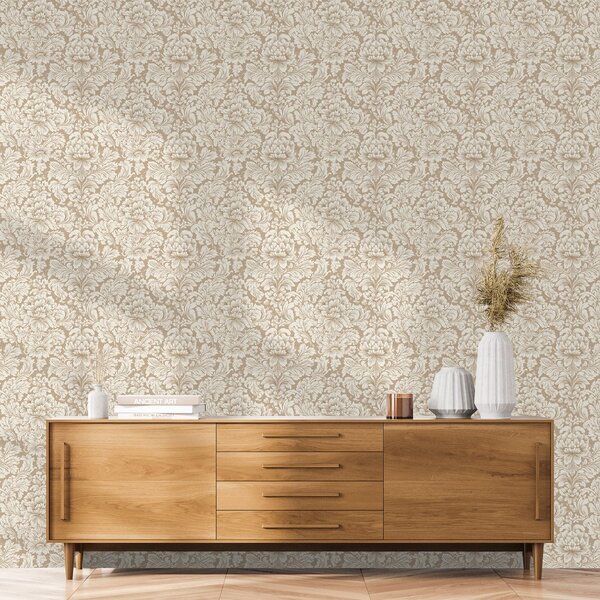 Carta da parati – Motivo ornamentale vintage beige