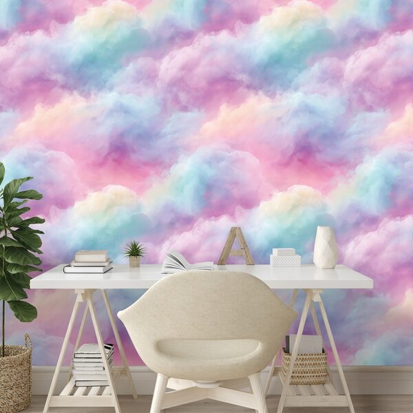 Carta da parati – Nuvole arcobaleno pastello