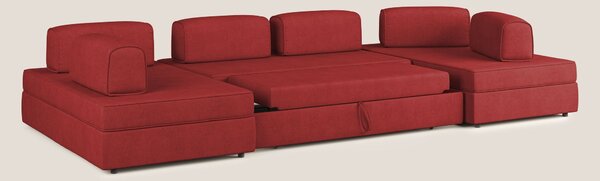 Liberty divano panoramico con pouf estraibile e schienali movibili in