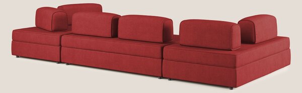 Liberty divano panoramico con pouf estraibile e schienali movibili in