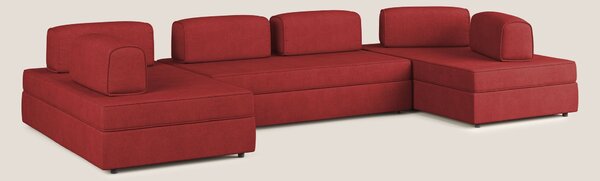 Liberty divano panoramico con pouf estraibile e schienali movibili in
