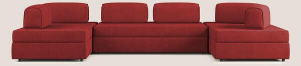 Liberty divano panoramico con pouf estraibile e schienali movibili in