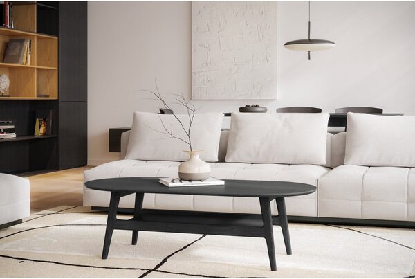 Tavolino da salotto nero con effetto rovere 60x130 cm Curved – Woodman