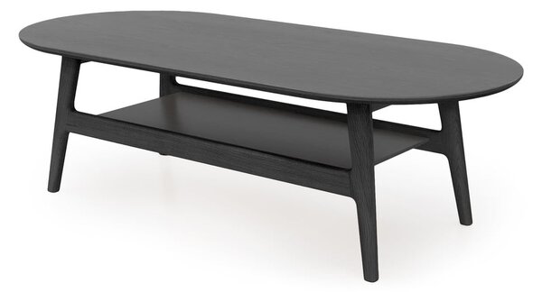 Tavolino da salotto nero con effetto rovere 60x130 cm Curved – Woodman
