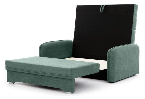 Divano verde allungabile/con contenitore e rivestimento in ciniglia 155 cm Laine – ELTAP