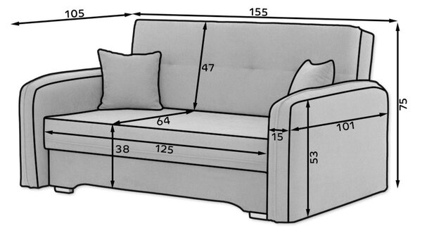 Divano verde allungabile/con contenitore e rivestimento in ciniglia 155 cm Laine – ELTAP