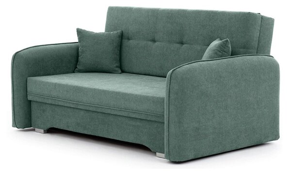 Divano verde allungabile/con contenitore e rivestimento in ciniglia 155 cm Laine – ELTAP