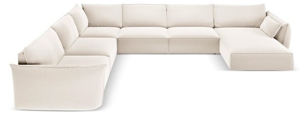 Divano angolare beige (con penisola a sinistra/a U) con rivestimento in velluto Vanda – Mazzini Sofas