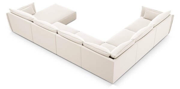 Divano angolare beige (con penisola a sinistra/a U) con rivestimento in velluto Vanda – Mazzini Sofas