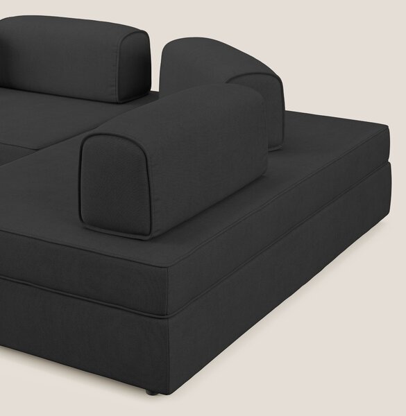Liberty divano angolare con pouf estraibile e schienali movibili in te