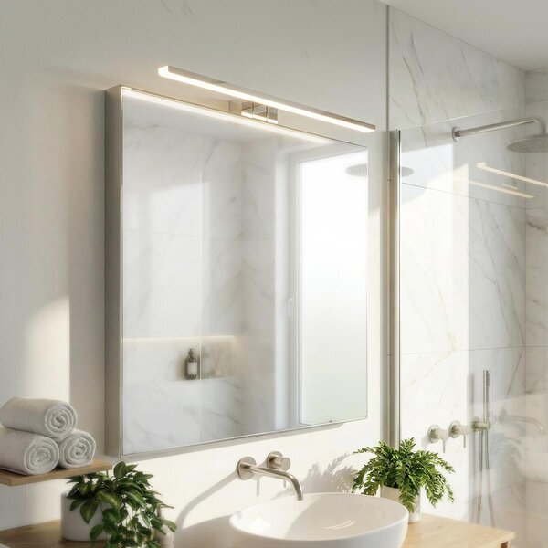 Lampada LED da Specchio 60cm Cromata 12W IP54 Tripla Installazione Colore Bianco Caldo 3.000K