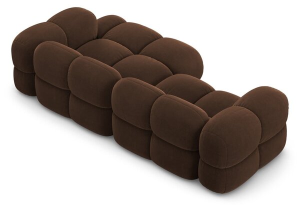 Divano angolare marrone scuro (con penisola a destra/con chaise lounge) con rivestimento in velluto Loretto – Cosmopolitan Design