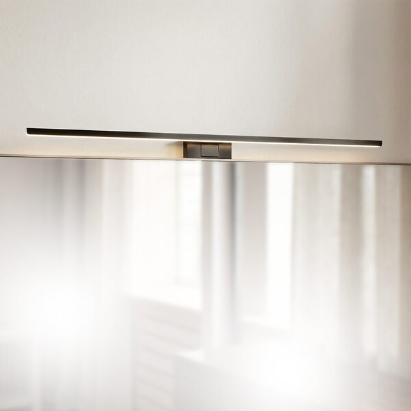 Lampada LED da Specchio 80cm Nera 15W IP54 Tripla Installazione Colore Bianco Caldo 3.000K