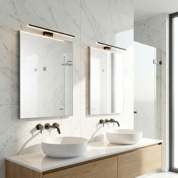 Lampada LED da Specchio 60cm Nera 12W IP54 Tripla Installazione Colore Bianco Caldo 3.000K
