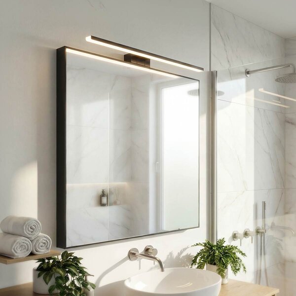 Lampada LED da Specchio 60cm Nera 12W IP54 Tripla Installazione Colore Bianco Caldo 3.000K