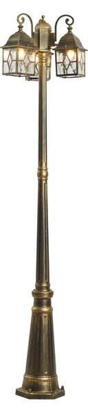 Lanterna da esterno classica oro antico con vetro trasparente 198cm IP44 - London
