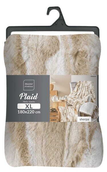 Coperta beige in pelliccia finta 180x220 cm Cheyenne – douceur d'intérieur
