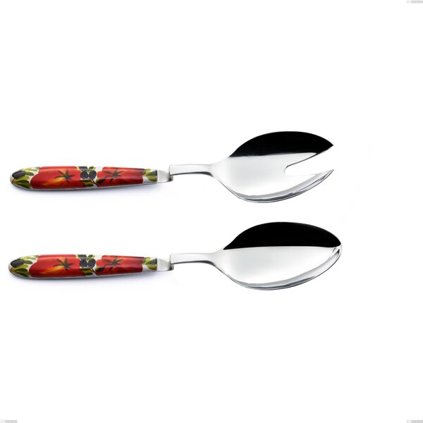 Coppia insalata Clip Vero Albenga, acciaio 18.0 nickel free, manicatura pbt sublimato acciaio lucido, lunghezza 235 mm