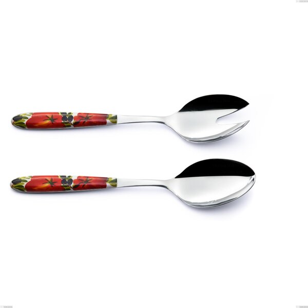 Coppia insalata Vero Albenga, acciaio 18.0 nickel free, manicatura pbt sublimato acciaio lucido, lunghezza 250 mm