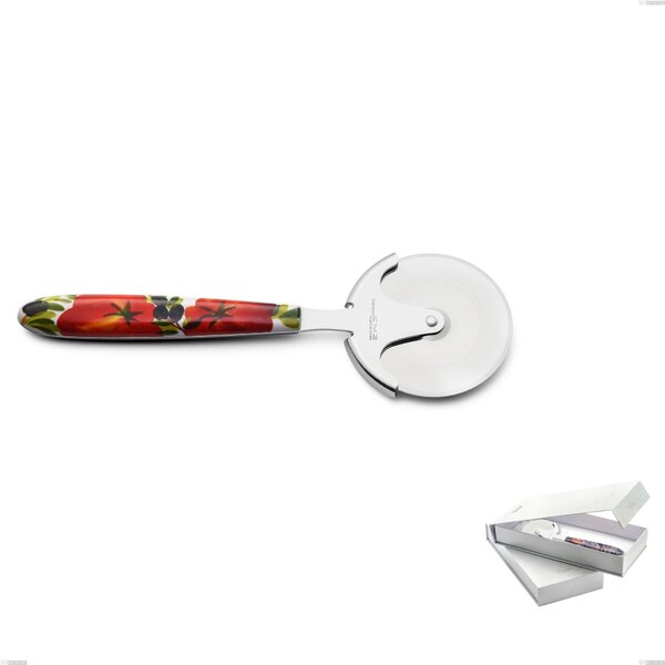 Confezione a libro 1 rotella tagliapizza Vero Albenga, acciaio 18.0 nickel free, manicatura pbt sublimato acciaio lucido