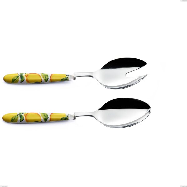 Coppia insalata Clip Vero Sorrento, acciaio 18.0 nickel free, manicatura pbt sublimato acciaio lucido, lunghezza 235 mm