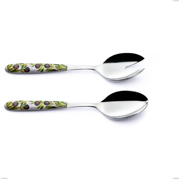 Coppia insalata Vero Taggia, acciaio 18.0 nickel free, manicatura pbt sublimato acciaio lucido, lunghezza 250 mm
