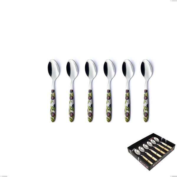 Confezione vetrina 6 pezzi cucchiaino caffe Vero Taggia, acciaio 18.0 nickel free, manicatura pbt sublimato acciaio lucido