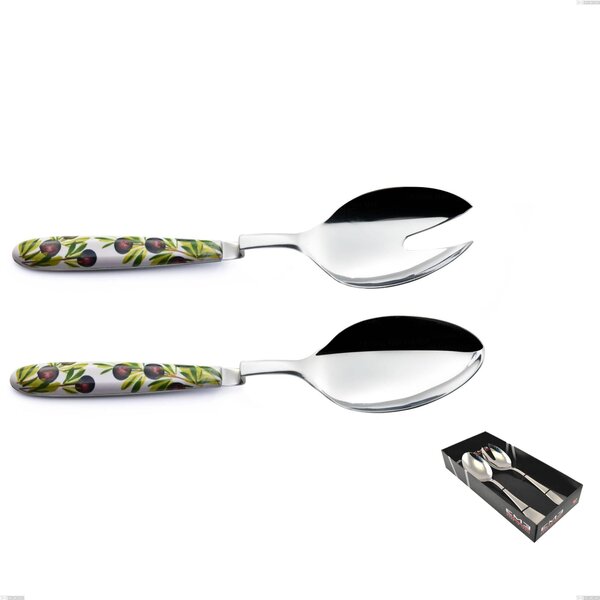Confezione Vetrina 2 pezzi Insalata Clip Vero Taggia, acciaio 18.0 nickel free, manicatura pbt sublimato acciaio lucido
