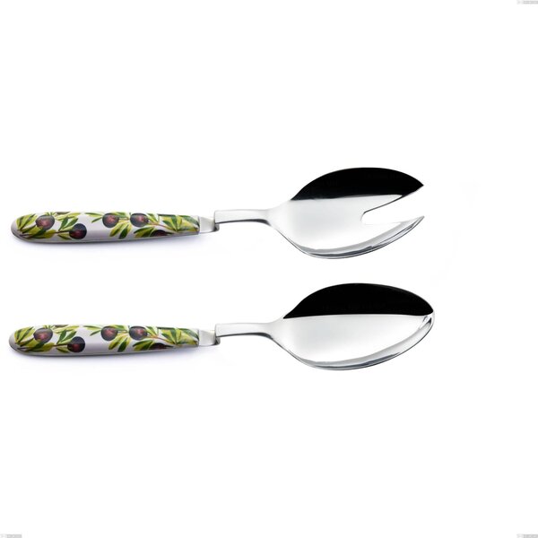 Coppia insalata Clip Vero Taggia, acciaio 18.0 nickel free, manicatura pbt sublimato acciaio lucido, lunghezza 235 mm