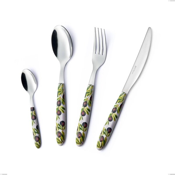 Confezione a libro 13 pezzi, forchettine pi� paletta dolce Vero Taggia, acciaio 18.0 nickel free, manicatura pbt sublimato acciaio lucido