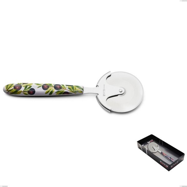Confezione vetrina rotella tagliapizza Vero Taggia, acciaio 18.0 nickel free, manicatura pbt sublimato acciaio lucido