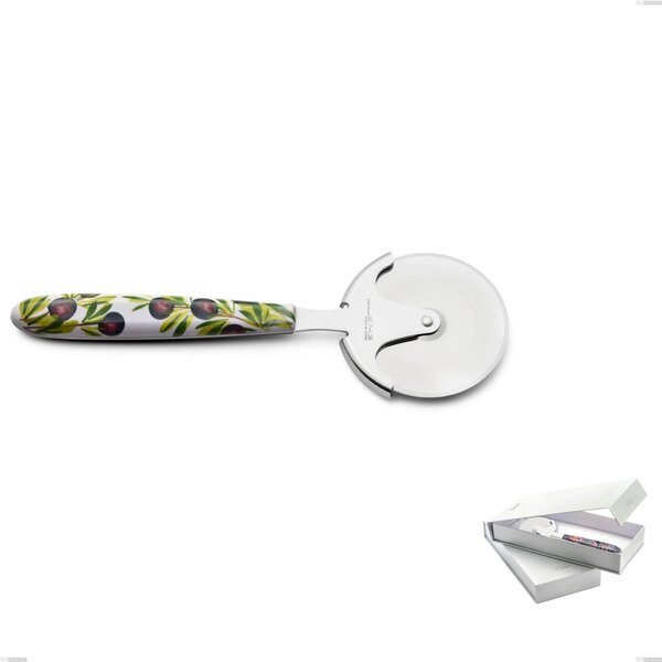 Confezione a libro 1 rotella tagliapizza Vero Taggia, acciaio 18.0 nickel free, manicatura pbt sublimato acciaio lucido