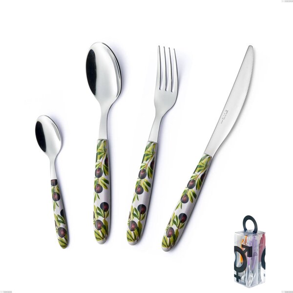Confezione You&Me 24 pezzi posate Vero Taggia, acciaio 18.0 nickel free, manicatura pbt sublimato acciaio lucido